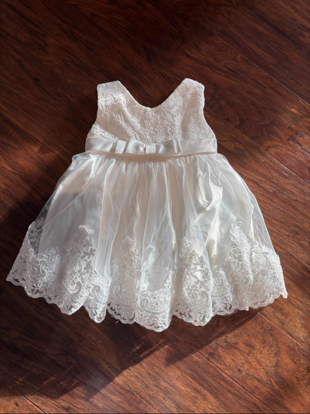 Ivory Lace Tulle Dress with Bow